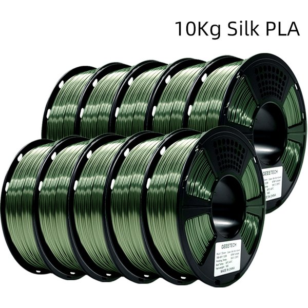 GEEETECH 10 kg 3D-Seiden-PLA-Filament 1,75 mm Spulendraht für 3D-Druckermaterial, Sicherheit, Vakuumverpackung