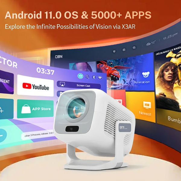 LYNCast X3AR Smart Outdoor-Projektor mit Wifi6 und Bluetooth5.4, 4K-Unterstützung, 500ANSI, 1920*1080P, Heimkino, Anime, Rennen, Spiele, Kristallklares Erlebnis