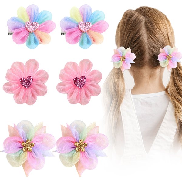 2 teile/satz Regenbogen Blume Haar Clips Für Mädchen Mode Pailletten Haarnadeln Kinder Nette Barrettes Kinder Boutique Haar Zubehör Geschenk