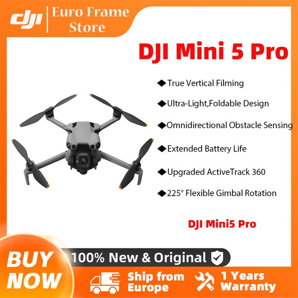 DJI Mini 5 Pro Ultralekki i składany dron z kamerą, 1-calowy przetwornik CMOS, wszechkierunkowe wykrywanie przeszkód, aktywny Mini 5 Pro
