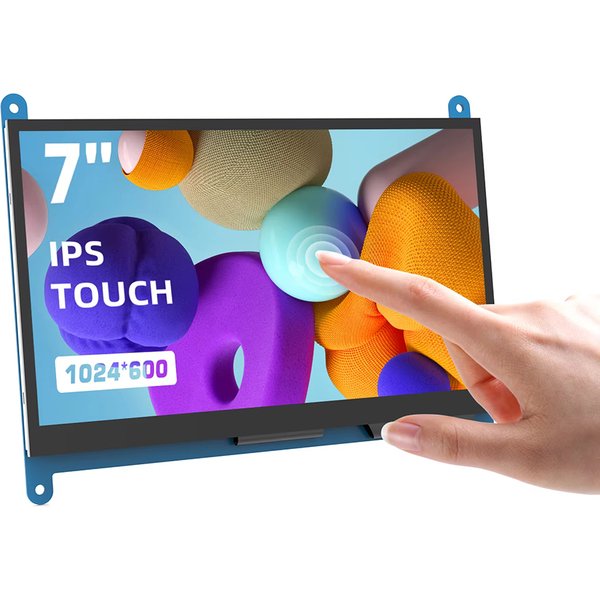 Moniteur Raspberry Pi sans pilote, écran tactile capacitif IPS HD 1024x600 de 7 pouces à 5 points pour Raspberry Pi 4/3/2/1/3B+/BB, deuxième écran pour Banana Pi, compatible Windows 11/10/8/7