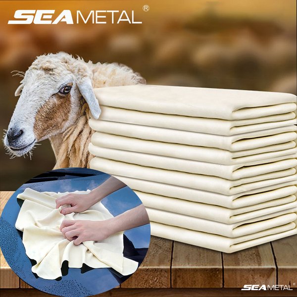 SEAMETAL – serviette de nettoyage pour soins de voiture, peau de mouton naturelle, tissu à séchage rapide, serviettes de lavage Super absorbantes, accessoires pour outils de lavage de voiture