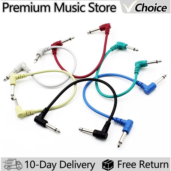Câble de raccordement pour guitare, prise d'angle de 6.35mm, câble blindé sans bruit pour pédales d'effet de guitare, pièces d'instruments de musique, accessoires, 6 pièces