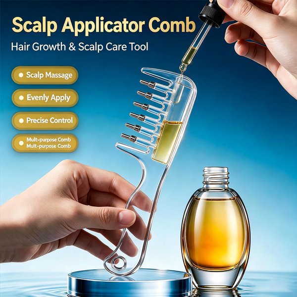 Haaröl-Applikator Kopfhaut-Massage Flüssigkeitskamm mit Eingebautem Flüssigkeitsbehälter Rollende Metallzähne für Haarwuchs Haarpflege-Tool für Zuhause