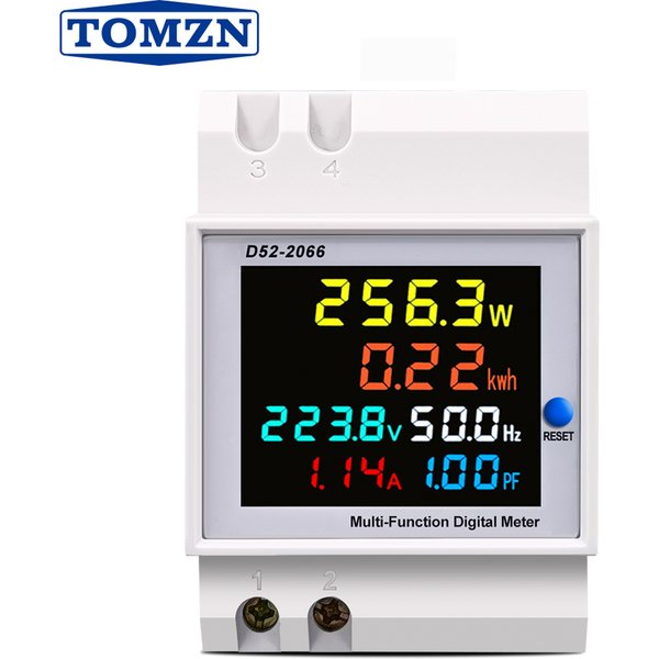 TOMZN 6IN1 DIN Rail AC Monitor 110V 220V 380V 100A Voltage Current Power Factor Active kWh Electric Energy Frequency Meter