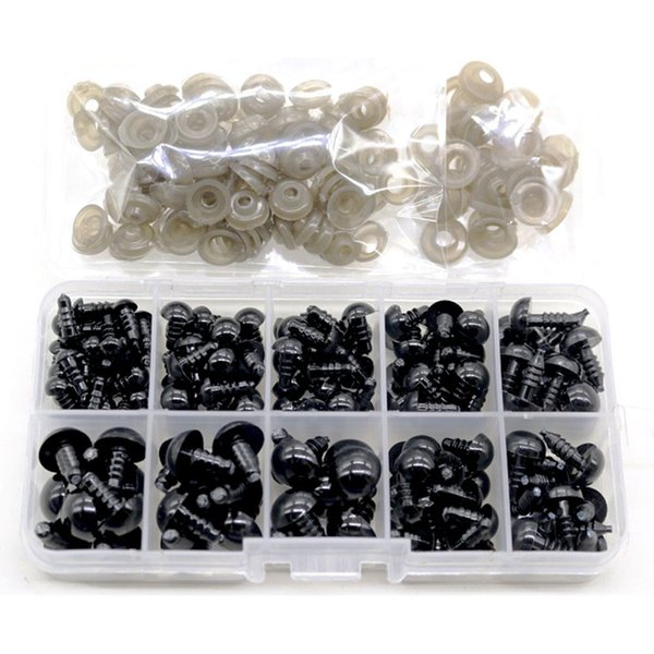 100 pièces 10mm globe oculaire poupée accessoires noir en peluche yeux de sécurité Amigurumi pour jouets 6mm 8mm 12mm bricolage drôle jouet yeux animaux