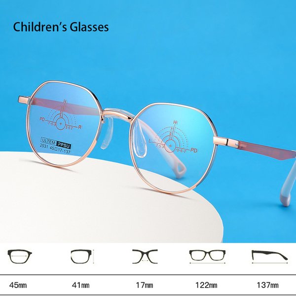 Children's Frame Retro Round Ultra Light Alloy PPSU Spectacle Custom Optical Prescription Eyeglasses Eyewear Boys Girls 2531