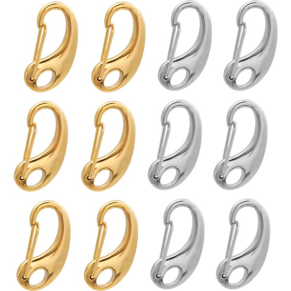 3Pcs Stainless Steel D-shaped Lobster Clasp Snap Hook Keychain Connectors Parts for Bracelet Necklace Chain DIY Jewelry Making
