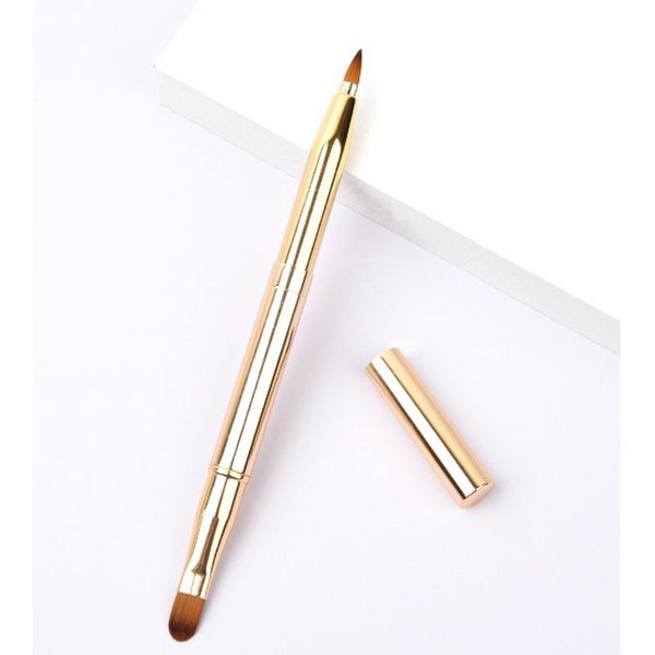 Lippen-Lidschattenpinsel mit doppeltem Verwendungszweck, Beauty-Tool, einziehbarer kosmetischer Lippenpinsel, tragbarer Doppelkopf-Lippenstiftpinsel, 1-teilig