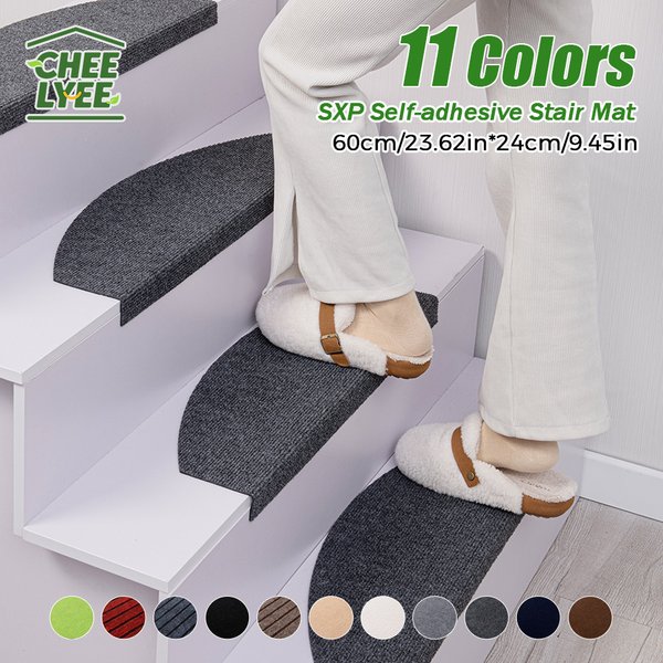 Ensemble de 8 tapis d'escalier semi-circulaires autocollants, tapis de sol autocollants Sxp, tapis de sol domestiques, tapis d'escalier commerciaux, antidérapants, anti-chute, version épaissie de 4