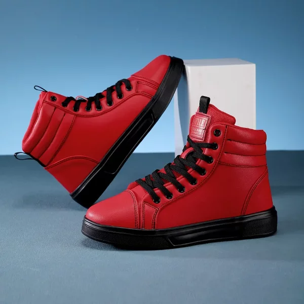2026 Frühjahr Mode Rote Herren-Sneaker High-Top Skateboard-Schuhe für Männer und Frauen Bequeme Unisex-Ledersneaker Größe 35-46