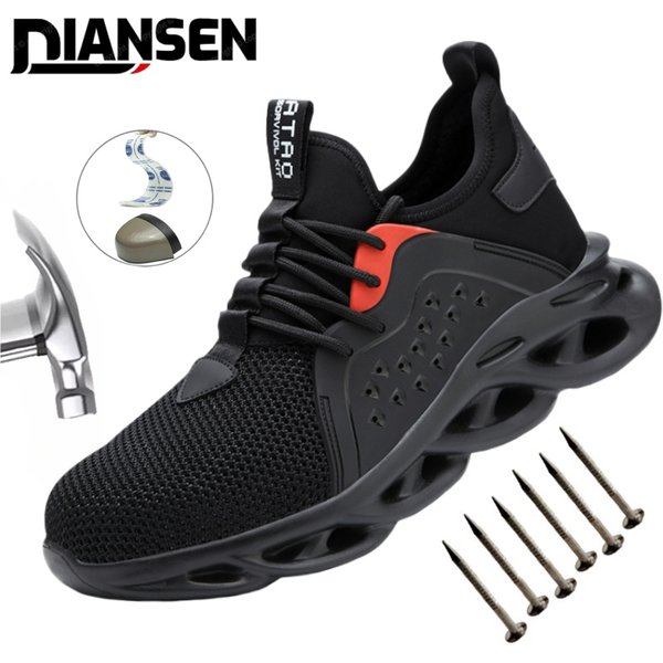 Baskets légères et respirantes avec embout en acier pour hommes, chaussures de sécurité de travail unisexes, Anti-écrasement et Anti-perforation, taille 48