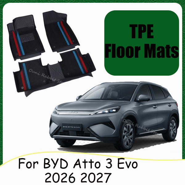 Fußmatten für BYD Atto 3 Evo 2026 2027 LHD Auto TPE Fußmatten Wasserdichte Teppiche Kratzschutz Innenraumzubehör