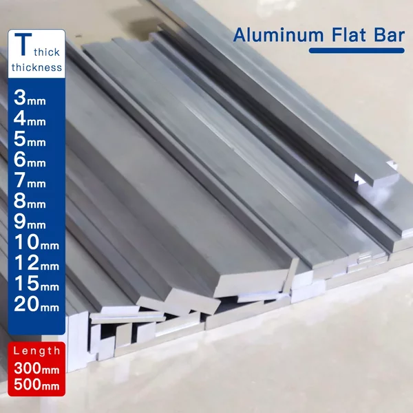 Aluminium-Flachstange, Dicke 3-20 mm, Breite 10-60 mm, Länge 300 mm 500 mm, Aluminiumlegierungsplatte, massiver quadratischer Metallstreifen