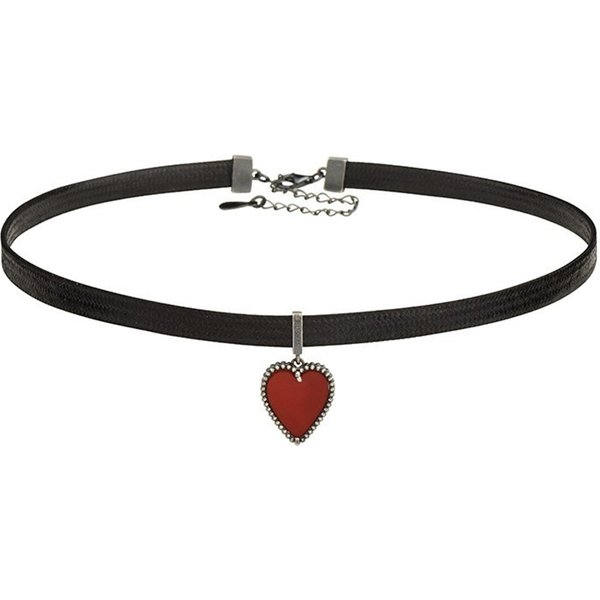 Kpop Simple Red Heart Pendant Necklace Neo Gothic Pu Leather Choker Fashion Clavicle Chain Collar Vintage Jewelry Wholesale
