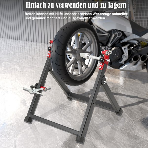 Motorrad-Radauswuchtständer, faltbar, tragbar, verstellbare Zentrierkegel, Felgen-Reifenwuchtgerät für Dirt Bikes, universelles Werkzeug
