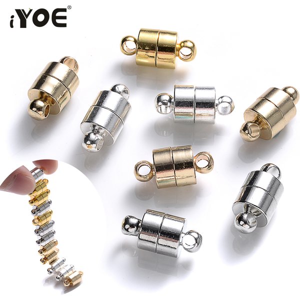 IYOE 5 paires/lot 12x6mm fermoirs magnétiques extrémité de cylindre boucle aimant Claps pour connecteur corde chaîne bijoux à bricoler soi-même Bracelet collier