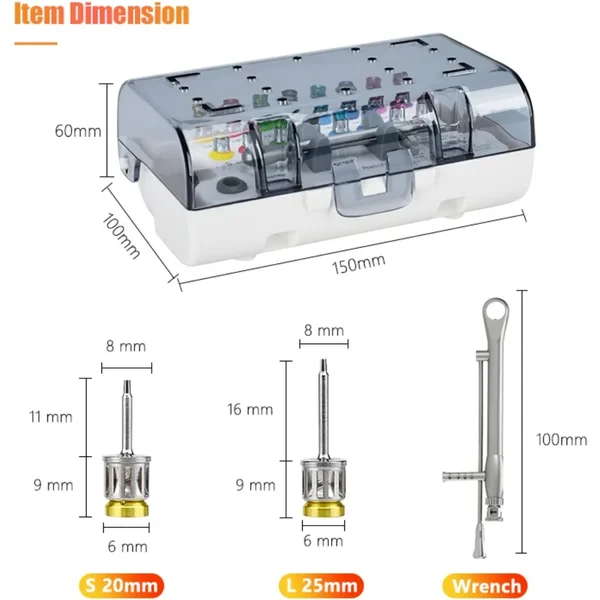 20/25mm Dental Implantat Restaurierung Werkzeug Box Implantat Restaurierung Schraubendreher Schlüssel Drehmomentschlüssel Ratsche Prothetische Kit