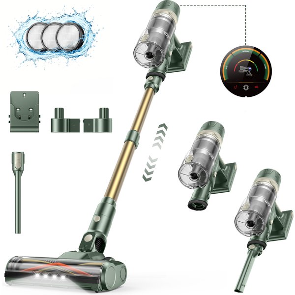Aspirateur sans fil Laresar V12 à charge rapide 600W 65000PA, puissant, avec batterie amovible et affichage intelligent, charge rapide en 2h