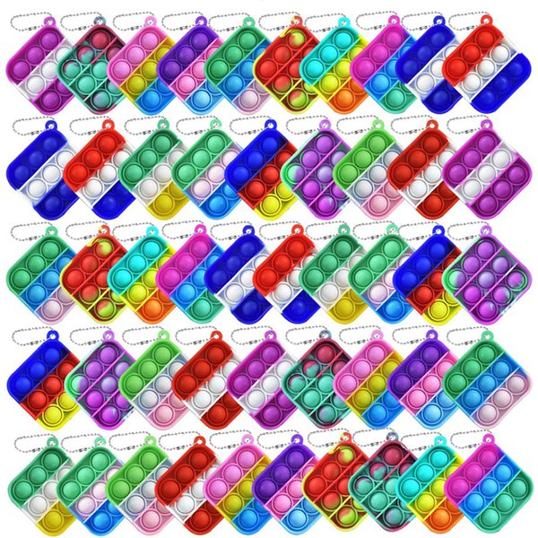 12Pcs Pop Push Bubble Keychains Fidget Toys Anxiety Stress Relieve Sensory Toys Office Desk Toy for Kids Adults Party Favors