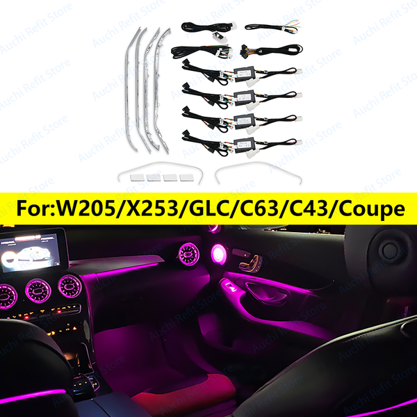 3/64 Color C GLC Class Coupe C43 C63 X253 MB W205 LED Ambient Light For Benz For AMG Air Vent Nozzle 3D Speaker Decorative Lamp
