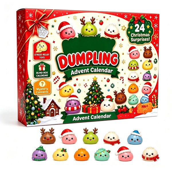 Weihnachts-Squishies-Adventskalender 2026 24-Tage-Countdown Dumpling Squishy Spielzeuge Langsam aufsteigende Squeeze Fidget Sensorik Deko Geschenk
