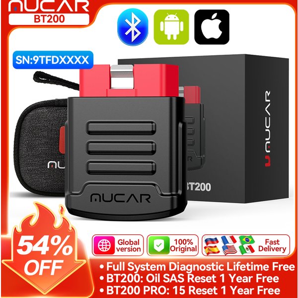 MUCAR BT200 BT200 PRO Auto-Diagnosegerät OBD2-Diagnosewerkzeug Vollsystem-Diagnosescanner für alle Fahrzeuge 15 Reset-Code-Lesegeräte