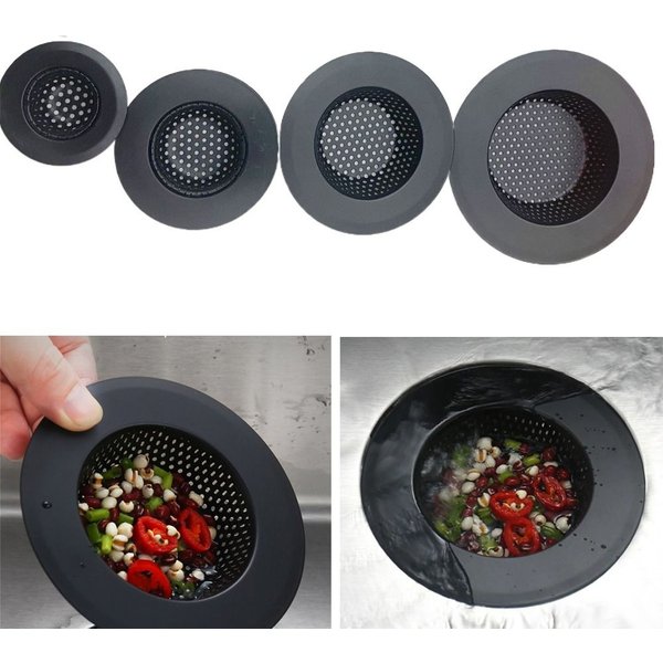 Anti Clog Sink Strainer Black With Handle Drain Filter Hair Clean Up Stainless Steel Waste Catcher Kitchen Bathroom Accessories