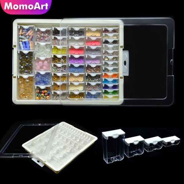 MomoArt Diamond Painting Mosaic Tool Accessories Plaid Jewelry Drill Containers For Diamond Embroidery Transparent Storage Box