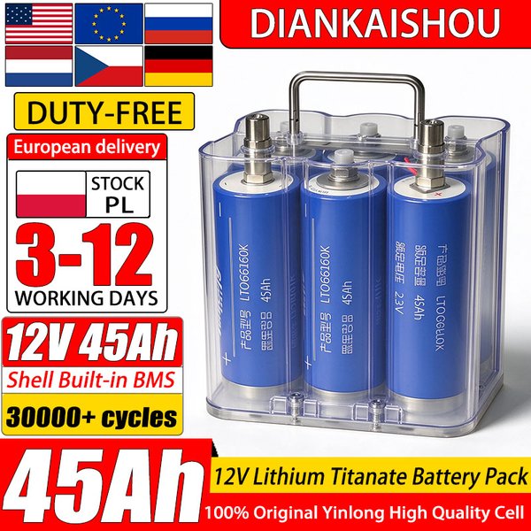 Lieferung innerhalb von 3-12 Tagen 12V 45Ah LTO-Batterie 13,8V Lithium-Titanat 10C Hochleistungs-Autostarterbatterie mit integriertem BMS 450A Dauerstrom 900A Spitzenstrom EU/PL Lager Steuerfrei