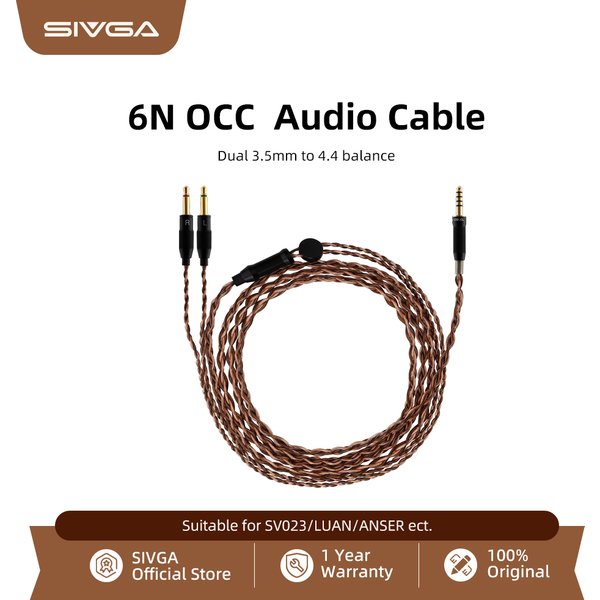 SIVGA Dual 3.5mm Female to 4.4mm Balanced Jack 6N Single Crystal Copper OCC Headphone Audio Cable for SV023/LUAN/ANSER