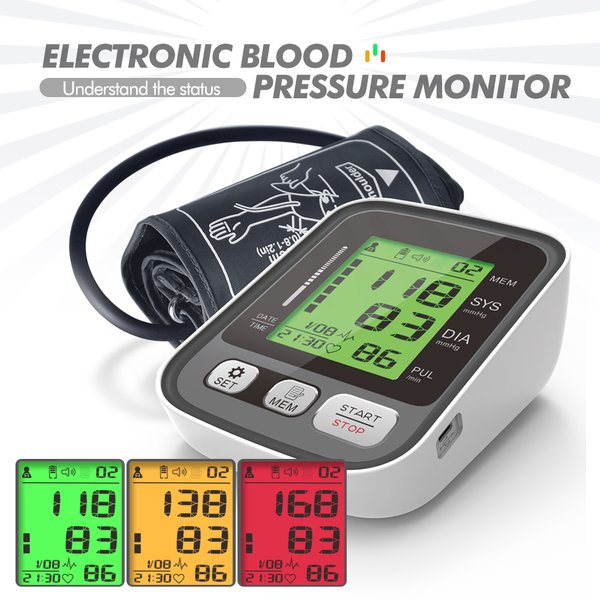 KIUZOU Oberarm Automatisches Blutdruckmessgerät BP Blutdruckmessgerät Druckmessgerät Tonometer zur Messung des arteriellen Drucks