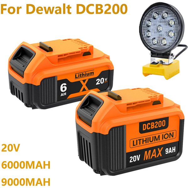 9000 MAH pour batterie Dewalt DCB200 20 V 6000 MAH Compatible avec les outils électriques dewalt DCB120 DCB182 DCB200 DCB609 Batteries au Lithium