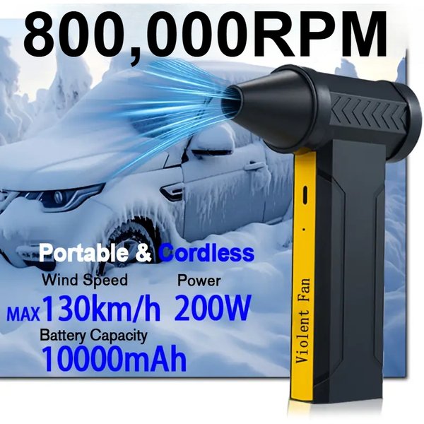 800000 tr/min sans brosse 10000mAh moteur ventilateur d'air électrique haute vitesse Turbo ventilateur violent Rechargeable puissant ventilateur de poussière