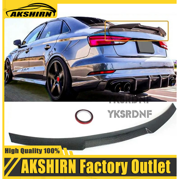 For Audi A3 S3 8V Sedan 2014-2020 High-Quality ABS Rear Trunk Lip Spoiler Wing Rear Boot Lip Trim Primer Unpainted Car Exterior