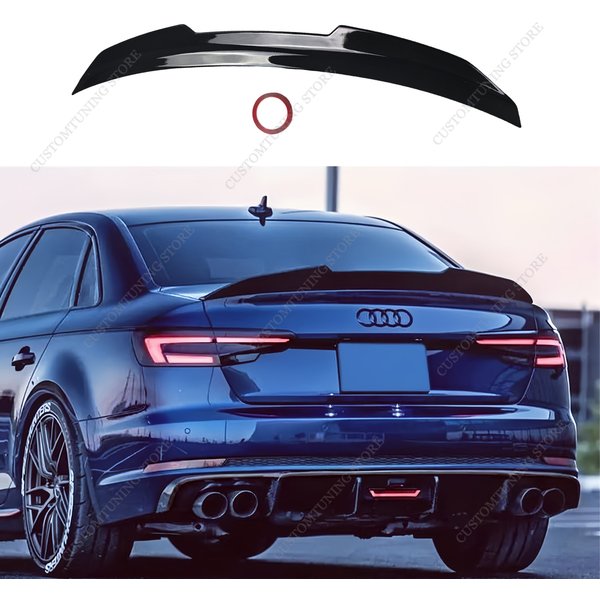 For AUDI S4 A4 B9 B9.5 8TA TFSI TDI S-line 2016-2024 Gloss Black PSM Style Rear Spoiler Caps Rear Trunk Bodykits Tail Tuning