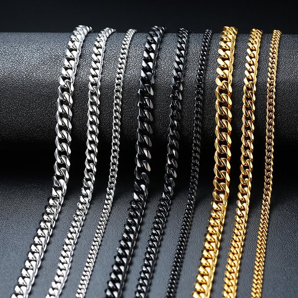 Vnox-Collier cubain en acier inoxydable pour hommes et femmes, tour de cou à maillons gourmette punk de base, collier en métal massif doré vintage