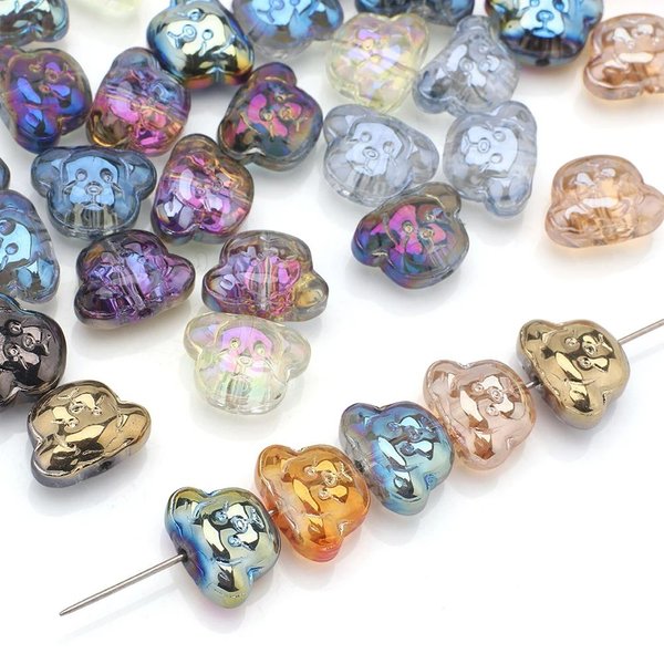 20 Stück 12 mm Kristallglasperlen in Form eines Hundekopfes, lose Abstandshalterperlen pour DIY-Schmuckherstellung, Ohrringe, Halsketten, Dekorationszubehör