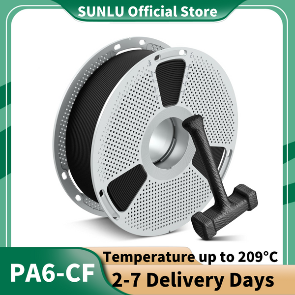 SUNLU PA6-CF 3D-Filament 1 kg 1,75 mm, Wärmeableitungstemperatur bis zu 209 ° C, hergestellt aus 80 % PA-Nylon und 20 % Kohlefasern,