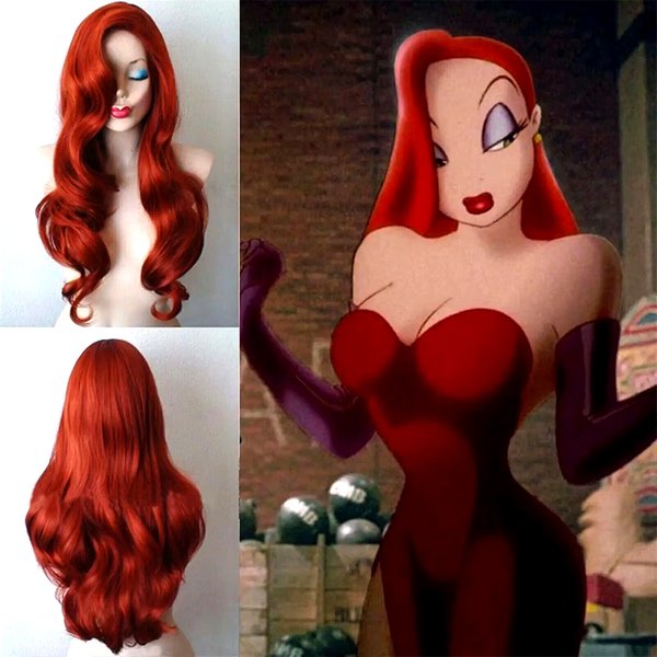 Perruque de cosplay synthétique longue bouclée rouge de 26 pouces, vague bouclée, avec filet à boucle pour Noël et la vie quotidienne