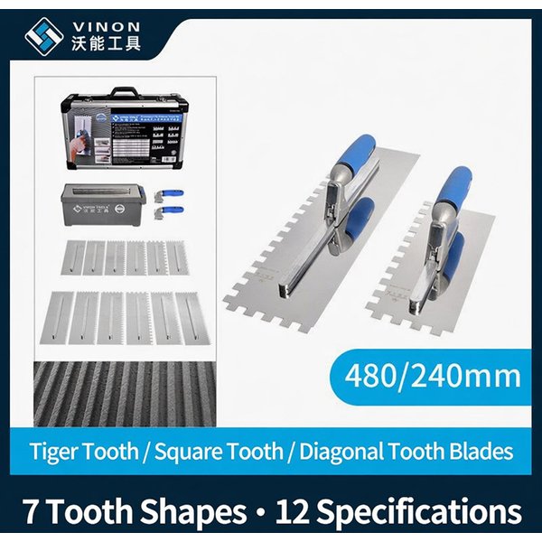Spatule à dents carrées en acier inoxydable pour carreaux de grande taille, ensemble de truelles à carrelage Quickswitch