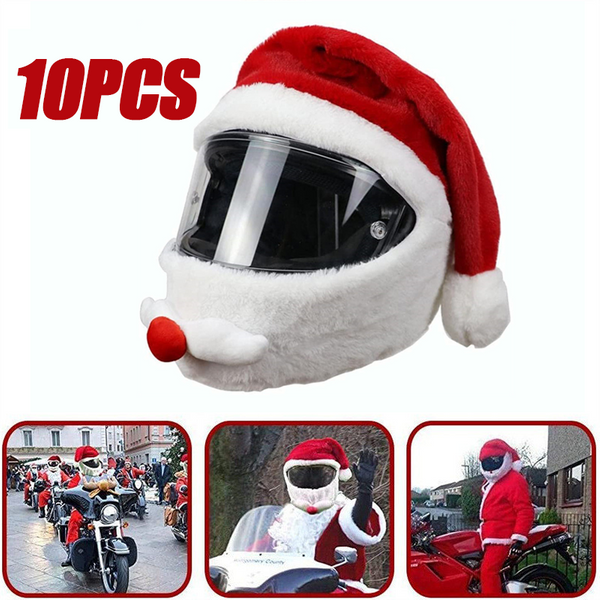 Motorrad helm im Freien Weihnachts mütze verrückt lustig Weihnachts mann Motorrad helm Abdeckung Weihnachts dekoration Helm