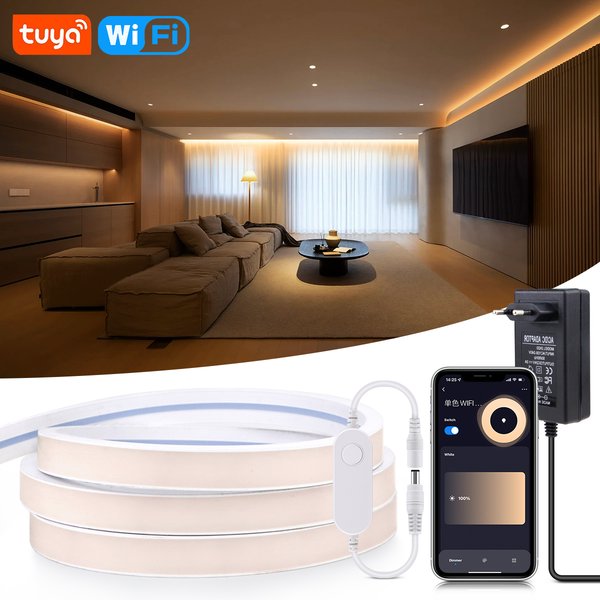 Tuya Smart WiFi APP DC 24V COB Light LED Strip Neon Silica Gel Tape Backlight DIY Home Decoration work with Alexa Google Home