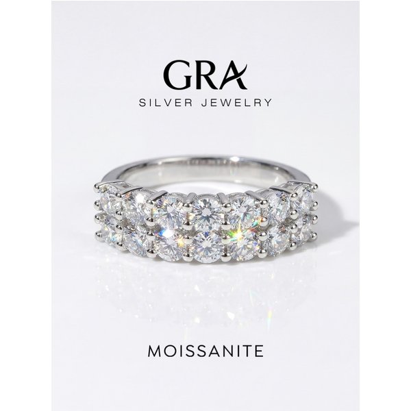 GRA Luxury 1.4ct D Color Moissanite Diamond Ring for Women 925 Sterling Sliver Wedding Engagement Eternity Band Fine Jewelry New