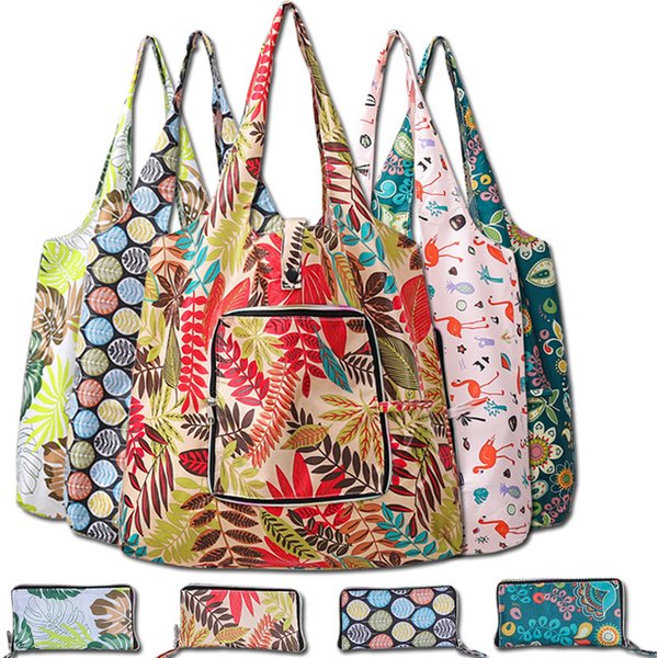 Shopping Bags Fashion Portable Various Prints and Large Capacity Convenient Nylon Easy to Fold Package Travel Essential
