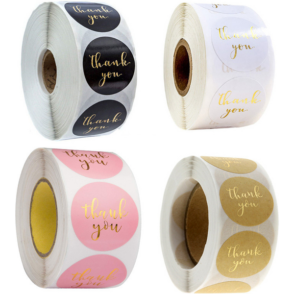500 Stück runde Etiketten aus Kraftpapier, Dankesaufkleber, Dragees, Süßigkeitentüte, Blumen, Geschenkbox, Kuchenboxen und Verpackungen, Hochzeitsaufkleber