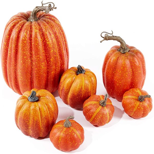 Modèle de Citrouille de Simulation d'Halloween, Artisanat Artificiel, Décoration de Récolte d'Automne, 7 Pièces
