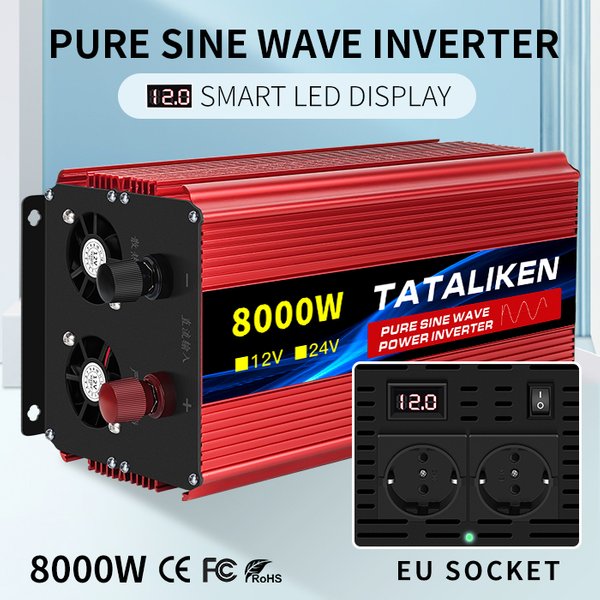 Wechselrichter 12 V 220 V 5000 W 6000 W 7000 W 8000 W 24 V DC zu 220 V AC reiner Sinus-Spannungswandler 12 220 Power Auto-Mikro-Wechselrichter