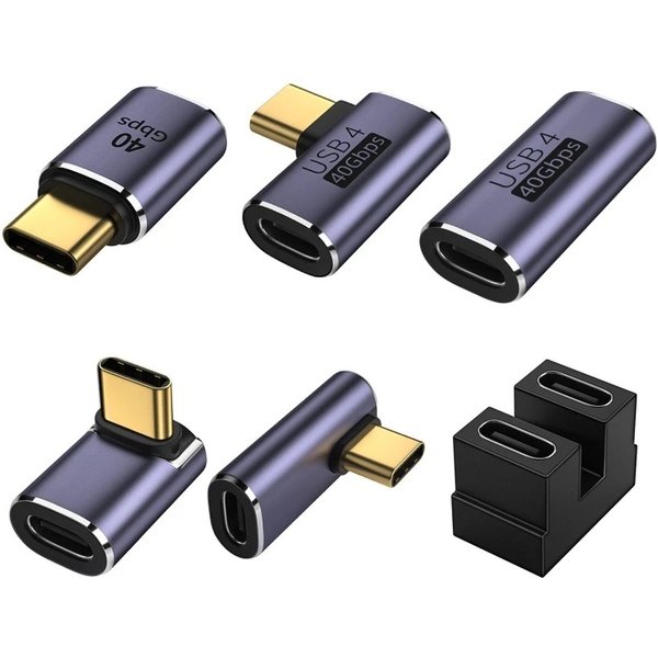 Adapter USB4.0 40Gbps OTG Typ C 90 stopni, męski na żeński, przedłużacz do szybkiego ładowania, transferu danych, kabel wideo 8K 4K