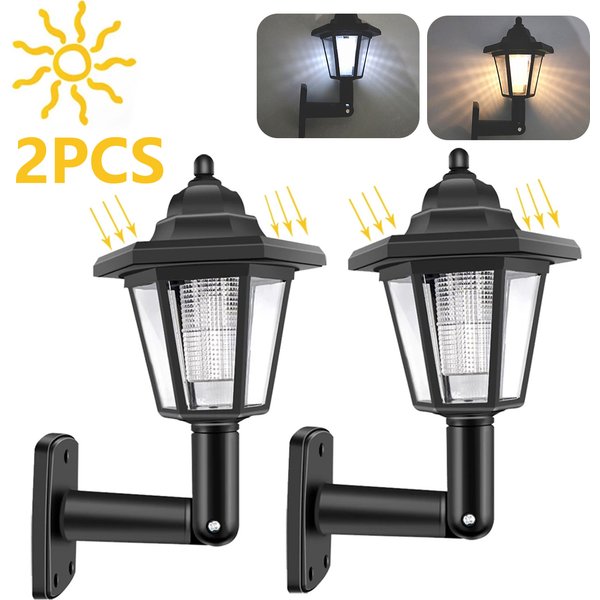 Applique murale solaire LED hexagonale, imperméable, style rétro, éclairage d'extérieur, luminaire de paysage, idéal pour un jardin ou une cour